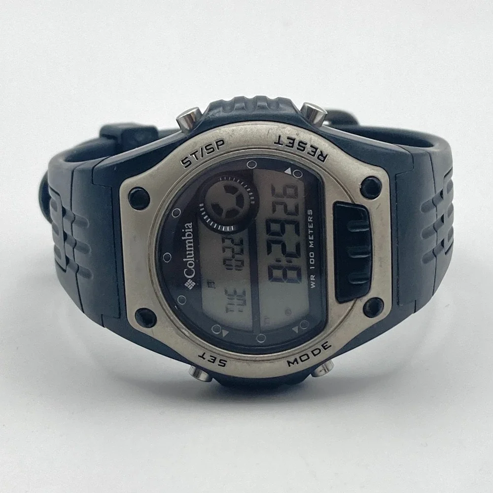 Columbia Men's Digital Watch 45mm Black Date Backlight Alarm Chrono New Battery